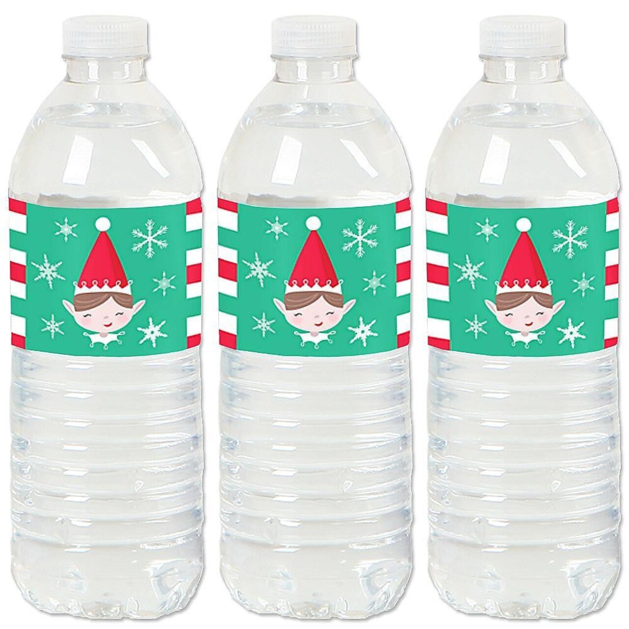 Big Dot of Happiness Elf Squad - Kids Elf Christmas and Birthday Party Water Bottle Sticker Labels - Set of 20